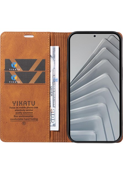 Xiaomi Redmi Note 14 4g (163.25X76.55X8.16MM) Yıkatu YK-004 Cilt Dokunuşlu Cüzdan Telefon Kılıfları-Kahverengi (Yurt Dışından) fırsatları