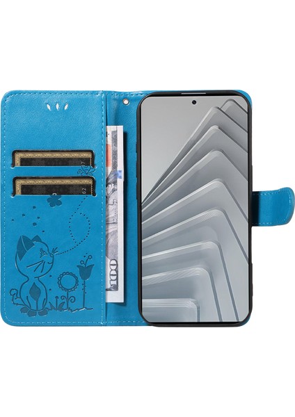 Xiaomi Redmi Note 14 4g (163.25X76.55X8.16MM) Deri Kedi Arı Desen Standı-Mavi (Yurt Dışından) fırsatları