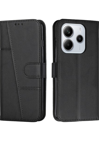Xiaomi Redmi Için Not 14 4g (163.25X76.55X8.16MM) Kılıf Deri Standı Koruyucu Telefon Kapağı-Balck (Yurt Dışından)