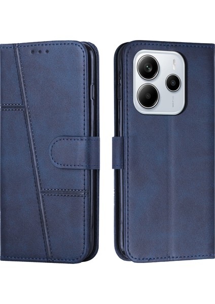 Xiaomi Redmi Note 14 4g (163.25X76.55X8.16MM) Kılıf Deri Standı Koruyucu Telefon Kapağı-Safir (Yurt Dışından)