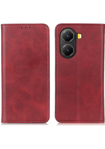 Xiaomi Poco X7 Pro 5g/redmi Turbo 4 5g Kılıf Bölünmüş Deri Flip Cüzdan Telefon Kapağı-Kırmızı (Yurt Dışından)
