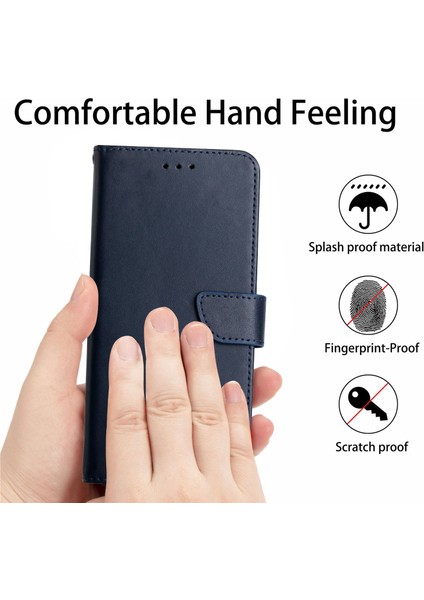 Xiaomi Redmi Note 14 Pro 4g Kılıf Hakiki Inek Derisi Nappa Doku-Mavi (Yurt Dışından)
