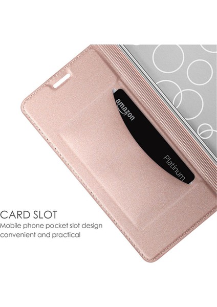 Xiaomi Redmi Note 14 4g (163.25X76.55X8.16MM) Kılıf Pu Deri, Kart Tutuculu Stand-Gül Altın (Yurt Dışından)
