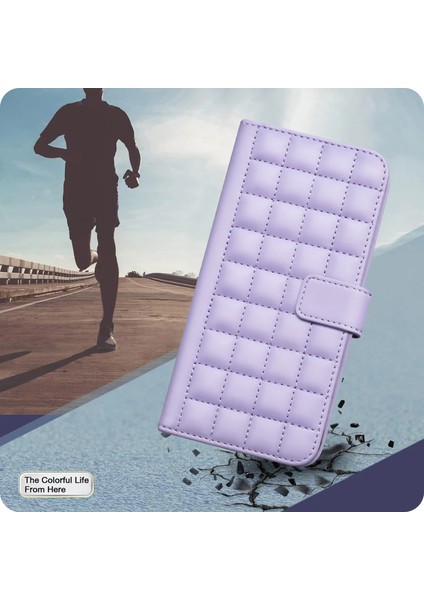 Xiaomi Redmi Note 14 4g (163.25X76.55X8.16MM) Cüzdan Kare Izgara Telefon Kapağı-Açık Mor (Yurt Dışından) fırsatları