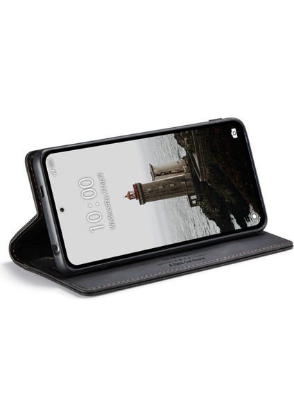 Xiaomi Redmi Için Not 12 4g Autspace A01 Rfıd Engelleme Kart Tutucu ile Deri Stand Kapağı-Siyah (Yurt Dışından)