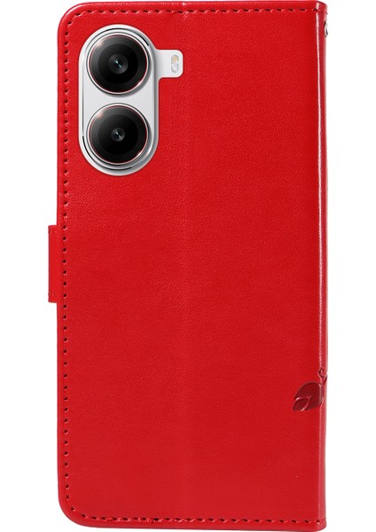 Xiaomi Redmi Turbo 4 5g Pu Çiçek Desenli Cüzdan Standlı Telefon Kapağı-Kırmızı (Yurt Dışından) modelleri