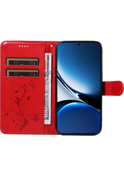 Xiaomi Redmi Turbo 4 5g Pu Çiçek Desenli Cüzdan Standlı Telefon Kapağı-Kırmızı (Yurt Dışından) fırsatları