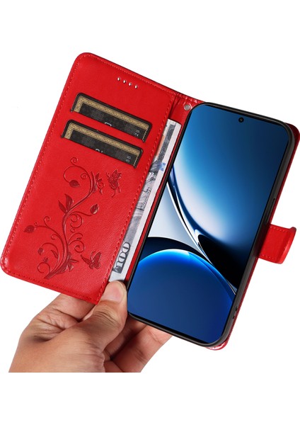 Xiaomi Redmi Turbo 4 5g Pu Çiçek Desenli Cüzdan Standlı Telefon Kapağı-Kırmızı (Yurt Dışından) indirimleri