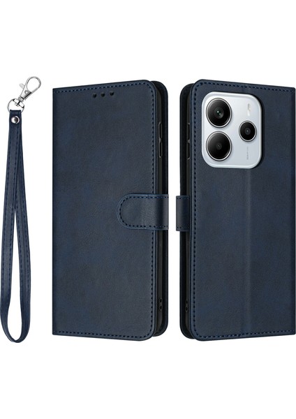 Xiaomi Redmi Note 14 4g (163.25X76.55X8.16MM) Kılıf Kapak Standı Pu Deri Cüzdan Buzağı Dokusu-Safir (Yurt Dışından)