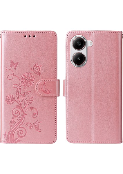 Xiaomi Redmi Için Turbo 4 5g/poco X7 Pro 5g Çiçek Baskı Cüzdan Standı Kapak-Pembe (Yurt Dışından)