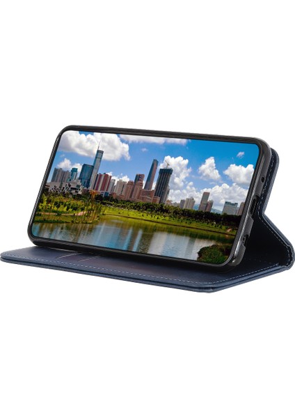 Xiaomi Poco X7 Pro 5g/redmi Turbo 4 5g Kılıf Bölünmüş Deri Flip Cüzdan Telefon Kapağı-Mavi (Yurt Dışından)