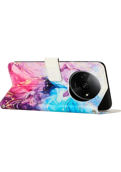 Xiaomi Redmi Için A3 4G/A3X 4g/poco C61 4g Mermer Desen Pu Deri Cüzdan Telefon Kapağı-Pembe/mor (Yurt Dışından) modelleri