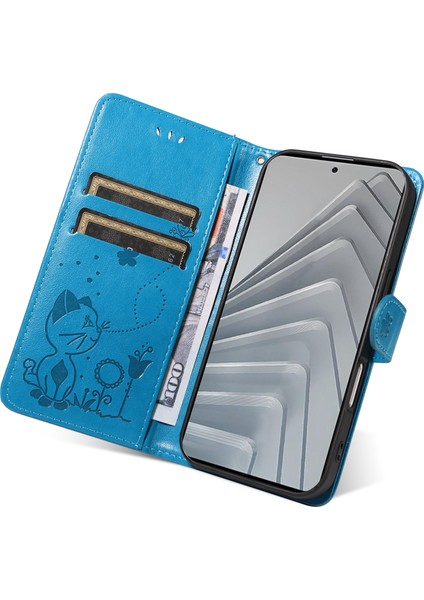 Xiaomi Redmi Note 14 4g (163.25X76.55X8.16MM) Deri Kedi Arı Desen Standı-Mavi (Yurt Dışından) indirimleri