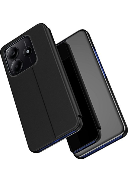 Xiaomi Redmi Için Not 14 5g Kılıf Görünüm Penceresi Standı Deri Flip Telefon Kapağı-Balck (Yurt Dışından)