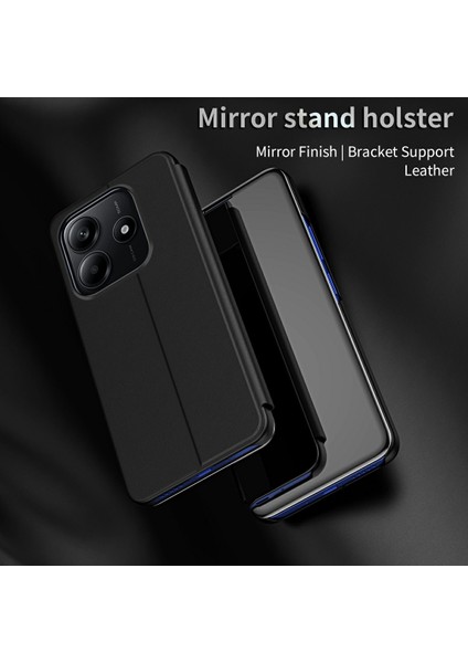Xiaomi Redmi Için Not 14 5g Kılıf Görünüm Penceresi Standı Deri Flip Telefon Kapağı-Balck (Yurt Dışından)