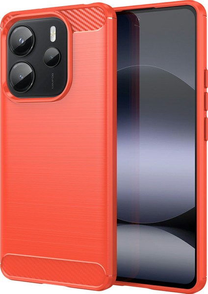 Xiaomi Redmi Note 14 4g (163.25X76.55X8.16MM) Koruyucu Kapak Karbon Fiber Doku Fırçalanmış-Kırmızı (Yurt Dışından)