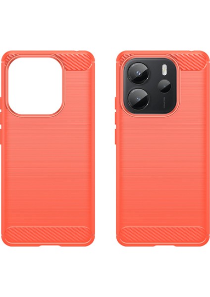 Xiaomi Redmi Note 14 4g (163.25X76.55X8.16MM) Koruyucu Kapak Karbon Fiber Doku Fırçalanmış-Kırmızı (Yurt Dışından)
