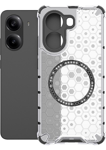 Xiaomi Poco X7 Pro 5g/redmi Turbo 4 5g Kılıf Magsafe Petek Tasarımı ile Uyumlu Tpu + Pc Telefon Kapağı-Şeffaf (Yurt Dışından)
