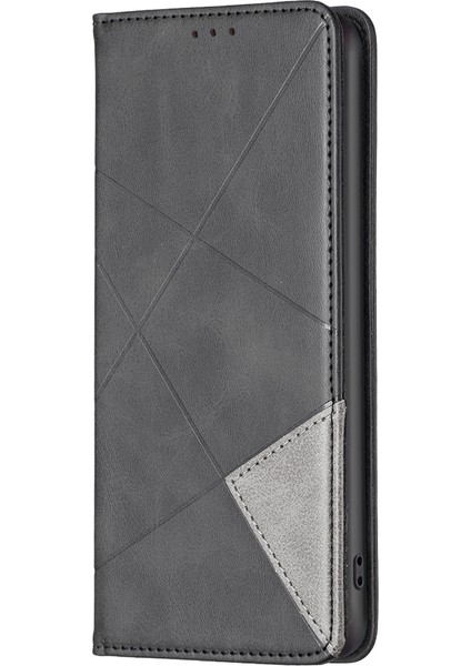 Xiaomi Redmi Için Not 14 Pro 4g Kılıf Kart Yuvaları Geometri Künye Deri Telefon Kapağı-Balck (Yurt Dışından)