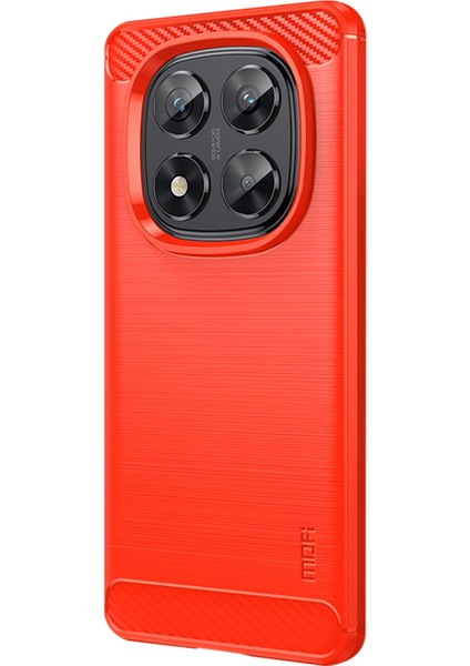 Xiaomi Redmi Note 14 Pro 5g Arka Kapak Mofı Fırçalanmış Doku Karbon Fiber Yumuşak Tpu Kılıf-Kırmızı (Yurt Dışından)