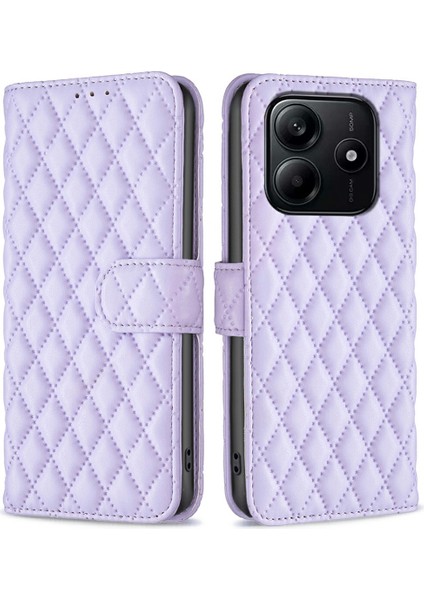 Xiaomi Redmi Note 14 4g (163.25X76.55X8.16MM) Kılıf Eşkenar Dörtgen Telefon Standı-Mor (Yurt Dışından)