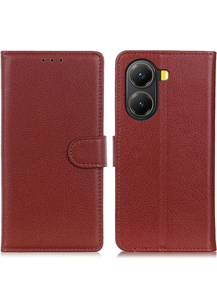 Xiaomi Poco X7 Pro 5g/redmi Turbo 4 5g Pu Deri Litchi Doku-Kahverengi Için (Yurt Dışından)