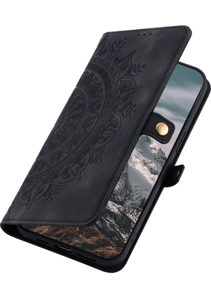 Xiaomi Redmi Için Not 14 Pro+ 5g/14 Pro 5g/poco X7 5g Deri Cilt Hissi Totem Baskılı-Siyah (Yurt Dışından)