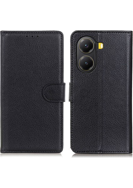 Xiaomi Poco X7 Pro 5g/redmi Turbo 4 5g Pu Deri Litchi Doku-Siyah Için (Yurt Dışından)