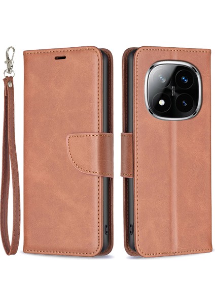 Xiaomi Redmi Note 14 Pro 4g Kılıf Için Cüzdan Kart Yuvaları ile Darbeye Dayanıklı Pu-Kahverengi (Yurt Dışından)