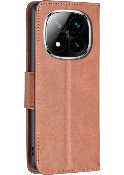 Xiaomi Redmi Note 14 Pro 4g Kılıf Için Cüzdan Kart Yuvaları ile Darbeye Dayanıklı Pu-Kahverengi (Yurt Dışından)