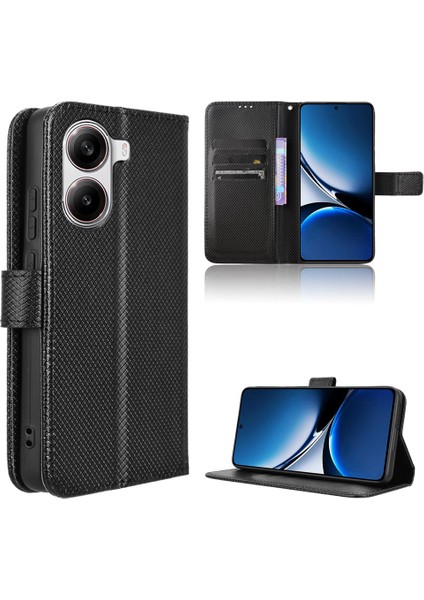 Xiaomi Redmi Turbo 4 5g/xiaomi Poco X7 Pro 5g Deri Kayış Elmas Doku Telefon Kapağı-Balck Için (Yurt Dışından)