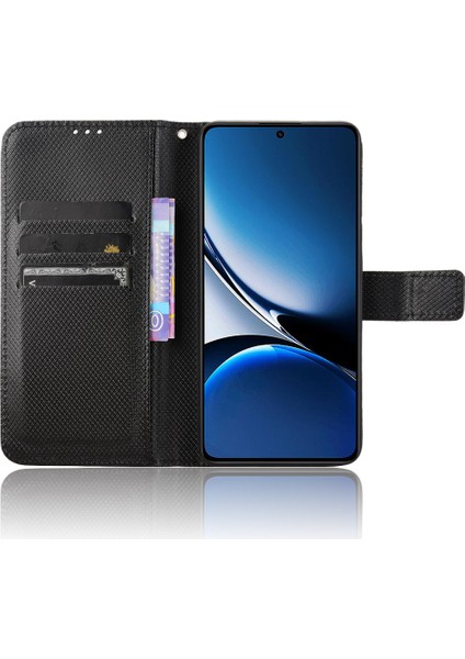 Xiaomi Redmi Turbo 4 5g/xiaomi Poco X7 Pro 5g Deri Kayış Elmas Doku Telefon Kapağı-Balck Için (Yurt Dışından)