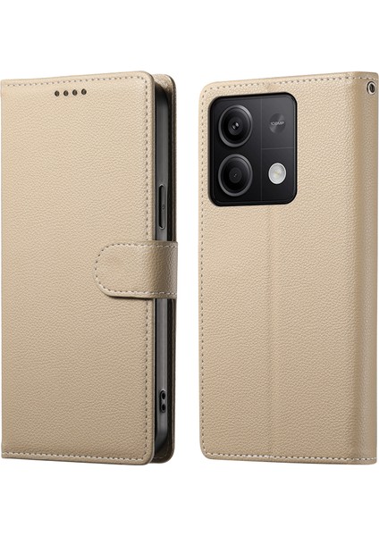 Xiaomi Redmi Için Not 13 5g Kılıf Litchi Doku Deri Manyetik Toka Cüzdan Standı Bilek Kayışı-Kayısı (Yurt Dışından)
