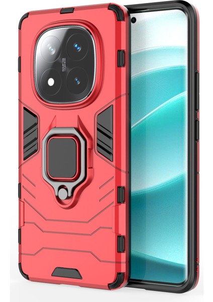 Xiaomi Redmi Note 14 Pro+ Için 5g Kılıf Pc+Tpu Koruyucu Halkalı Kickstand-Kırmızı (Yurt Dışından)