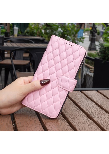 Xiaomi Redmi Note 14 Pro 4g Kılıf Eşkenar Dörtgen Telefon Standı-Pembe (Yurt Dışından)