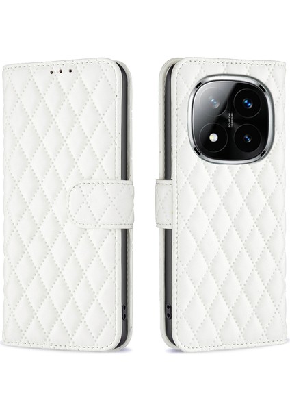 Xiaomi Redmi Note 14 Pro 4g Kılıf Eşkenar Dörtgen Telefon Standı-Beyaz (Yurt Dışından)