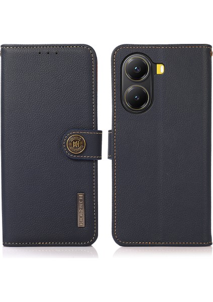 Xiaomi Poco X7 Pro 5g/redmi Turbo 4 5g Kılıf Hakiki Inek Deri Cüzdan Telefon Kapağı-Mavi (Yurt Dışından)