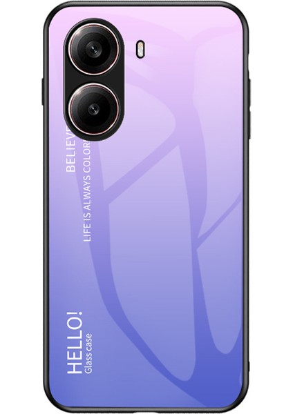 Xiaomi Redmi Için Turbo 4 5g Kılıf Çizilmez Temperli Cam+Pc+Tpu Telefon Kapağı-Degrade Pembe Mor (Yurt Dışından)