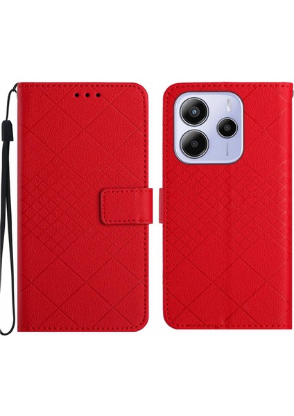 Xiaomi Redmi Note 14 4g (163.25X76.55X8.16MM) Cüzdan Baskı Pu Deri Flip Folyo Kapak-Kırmızı (Yurt Dışından)
