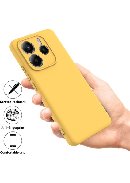 Xiaomi Redmi Note 14 5g Kılıf El Kayışı ile Sıvı Silikon Telefon Arka Kapak-Sarı (Yurt Dışından)