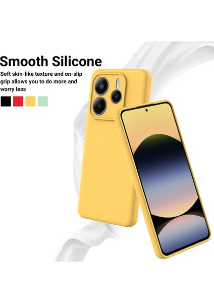 Xiaomi Redmi Note 14 5g Kılıf El Kayışı ile Sıvı Silikon Telefon Arka Kapak-Sarı (Yurt Dışından)