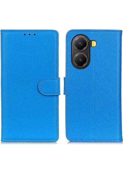 Xiaomi Poco X7 Pro 5g/redmi Turbo 4 5g Pu Deri Litchi Doku-Mavi Için (Yurt Dışından)