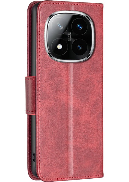 Xiaomi Redmi Note 14 Pro 4g Kılıf Için Cüzdan Kart Yuvaları ile Darbeye Dayanıklı Pu-Kırmızı (Yurt Dışından) indirimleri