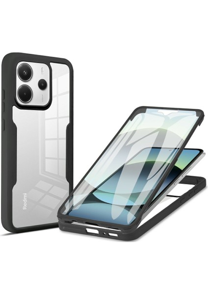 Xiaomi Redmi Note 14 4g (163.25X76.55X8.16MM) Kılıf Akrilik + Tpu Şeffaf Pet Ekranlı Film-Balck (Yurt Dışından)