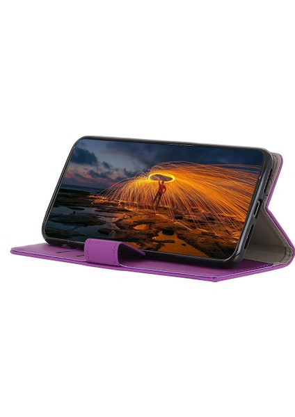 Xiaomi Redmi Note 14 Pro 4g Kılıf Pu Deri Standlı Cüzdan Telefon Kapağı-Mor (Yurt Dışından)