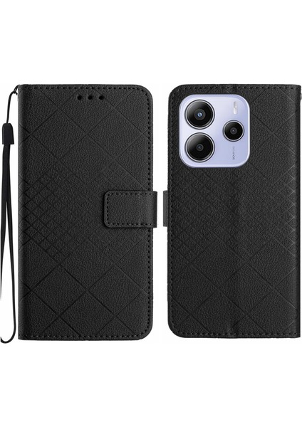 Xiaomi Redmi Için Not 14 4g (163.25X76.55X8.16MM) Cüzdan Baskı Pu Deri Flip Folyo Kapak-Siyah (Yurt Dışından)