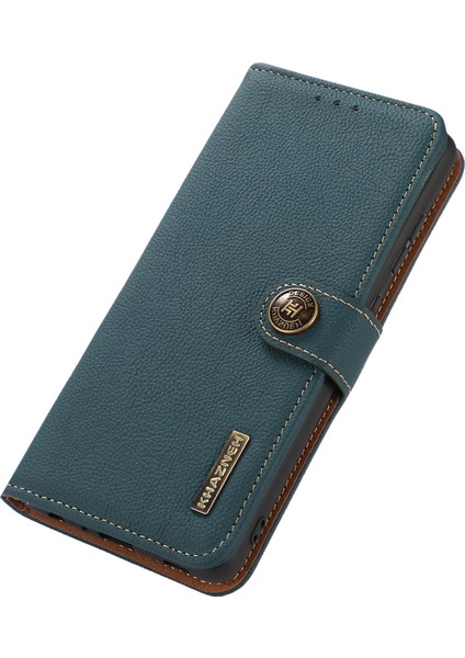 Xiaomi Redmi Note 14 5g Hakiki Inek Deri Telefon Kılıfı-Yeşil (Yurt Dışından)
