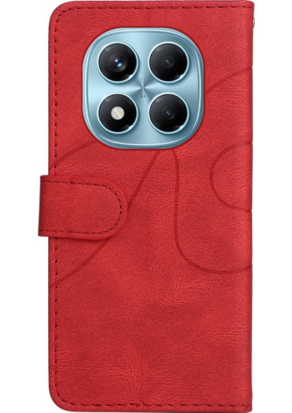 Xiaomi Redmi Note 14 Pro 4g Çift Renkli Ekleme Tasarımlı Deri Standlı Cüzdan-Kırmızı (Yurt Dışından)
