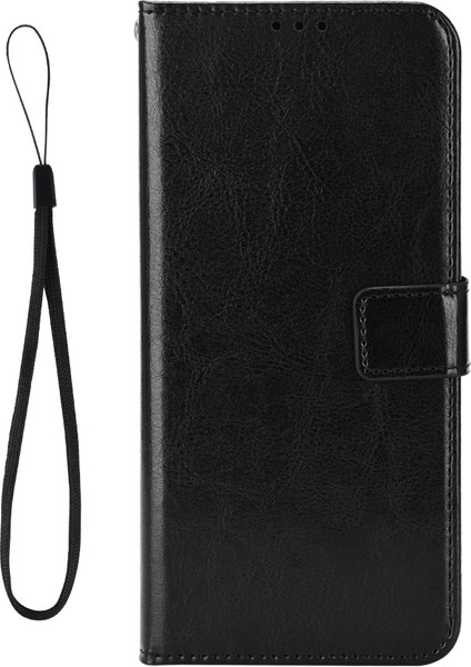 Xiaomi Redmi Için Turbo 4 5g/xiaomi Poco X7 Pro 5g Pu Askı ile Crazy Horse Doku Telefon Cüzdan Kapağı-Balck (Yurt Dışından)
