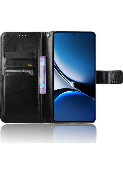 Xiaomi Redmi Için Turbo 4 5g/xiaomi Poco X7 Pro 5g Pu Askı ile Crazy Horse Doku Telefon Cüzdan Kapağı-Balck (Yurt Dışından)